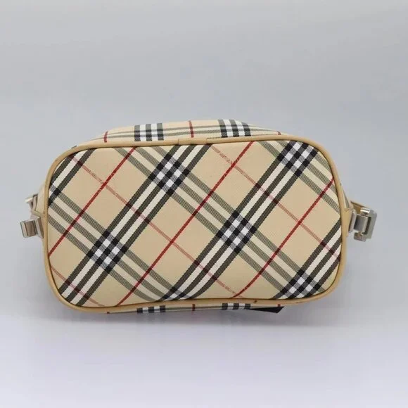 BURBERRY Nova Check Blue Label Shoulder Bag Canvas Beige Silver Auth 113784 - Picture 5 of 15